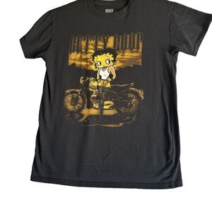 BRISCO BRANDS WOMENS BETTY BOOP BIKER BABE SHORT SLEEVE T-SHIRT SZ M